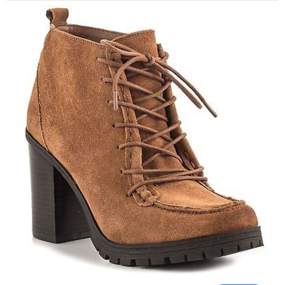 Circus by Sam Edelman Denver Saddle Suede Ankle Boots‎ Block Heel Brown Size 8.5 - Picture 1 of 11
